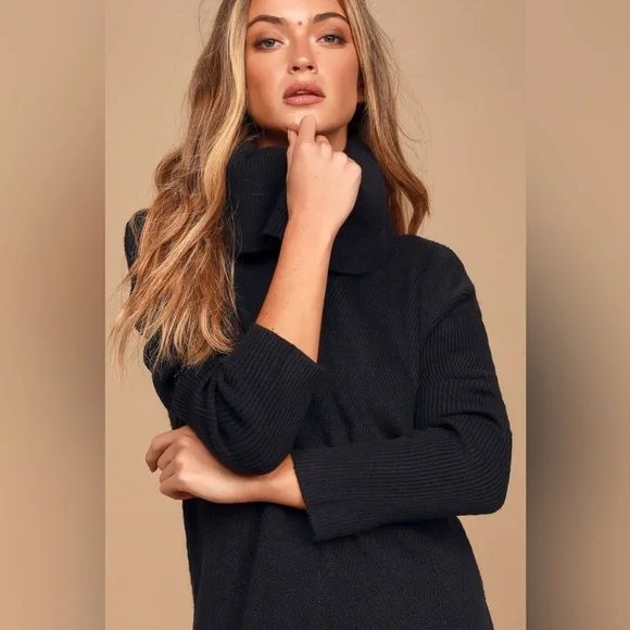 NEW w/Tags Lulu's Tea Reader Black Sweater Dress Women's Size Small or Medium - Picture 4 of 8